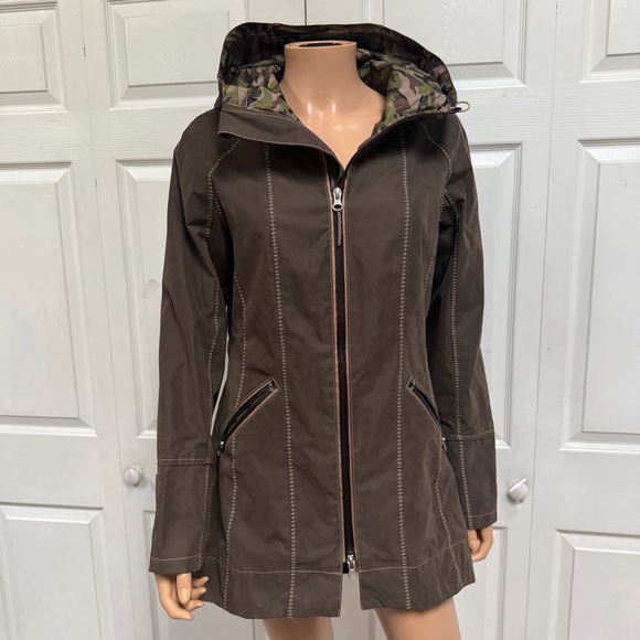Goode Rider Women's Size Small Singing in the Rain Brown Jacket with Hood - Picture 5 of 15